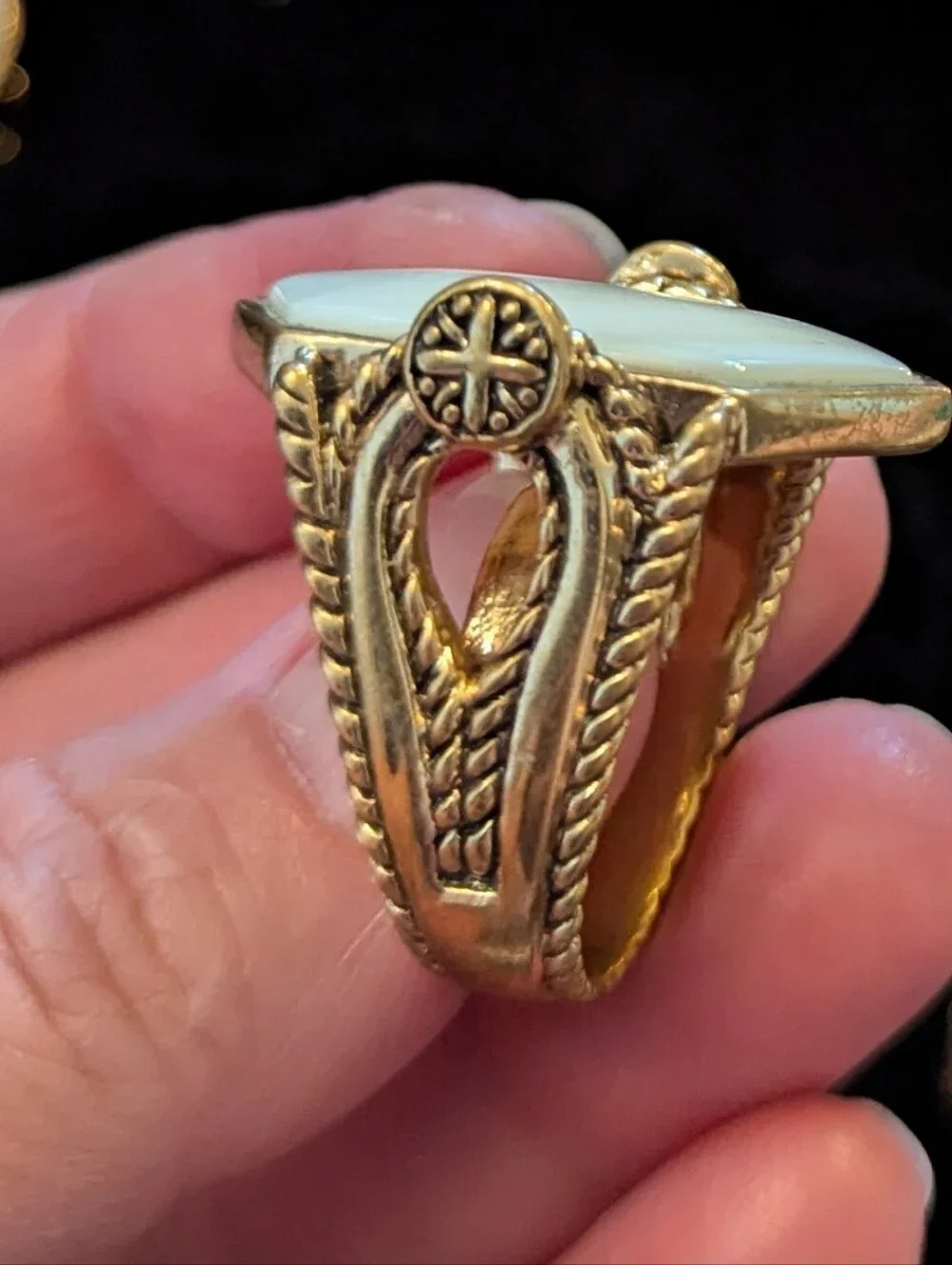 Barse Thailand Genuine Stone Roman Statement Ring, Vintage New Size 9